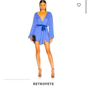 Retrofete Gabrielle Robe Dress in Teal Rainbow